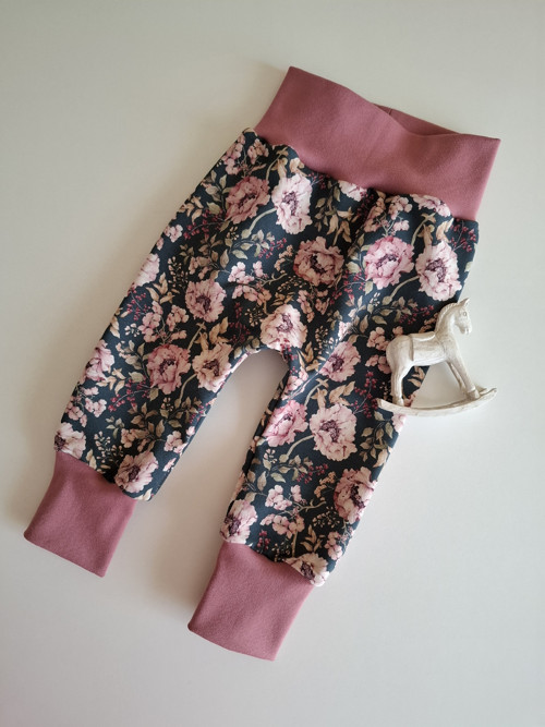 Dětské tepláčky baggy, vel. 86 Květy