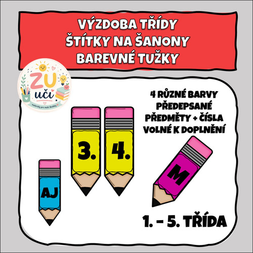 Výzdoba třídy - Štítky na šanony - Tužky