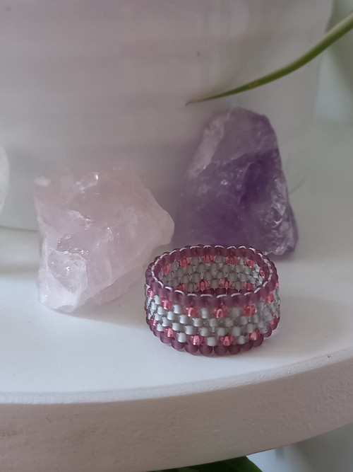 Prsten - Silver Pink Violet