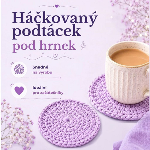 Háčkovaný podtácek pod hrnek – PDF návod