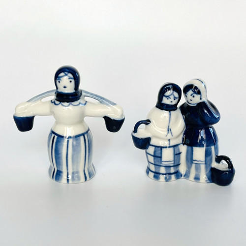 2x miniaturní soška Ženy 7 cm, Gžel Rusko