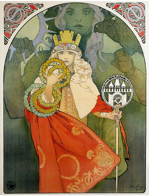 Panel bavlněný 21x16 cm: Alfons Mucha II