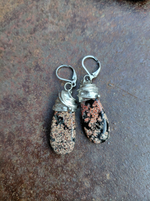 Náušnice Obsidiánový ohňostroj