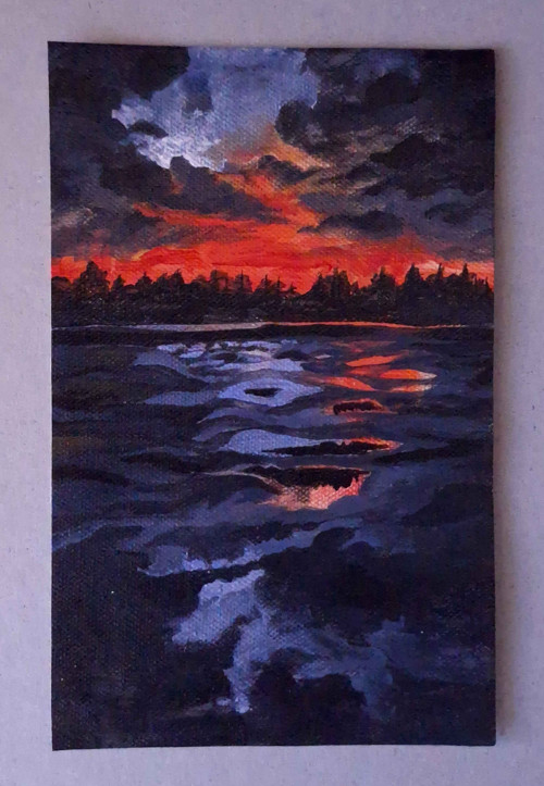 Malba "Noční jezero"