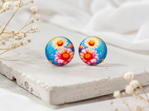 Puzetové náušnice různé barvy - 12 mm