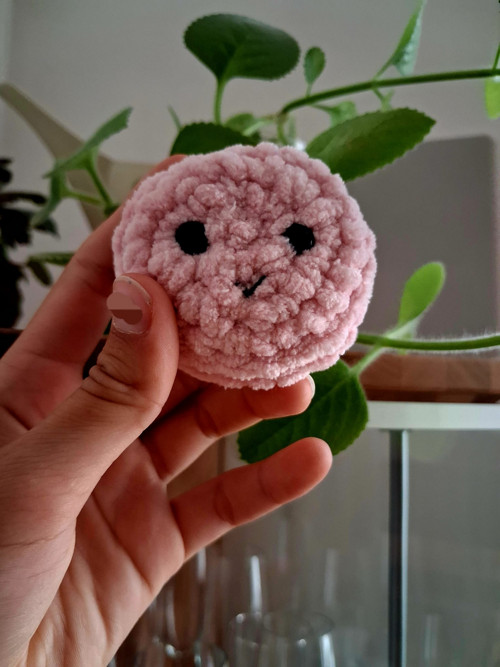 Háčkovaná růžová makronka