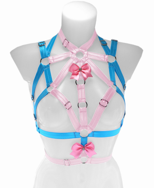 Růžový harness nastavitelný elastický postroj