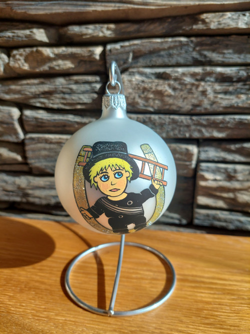 Malovaná skleněná koule perleťová - Kominík