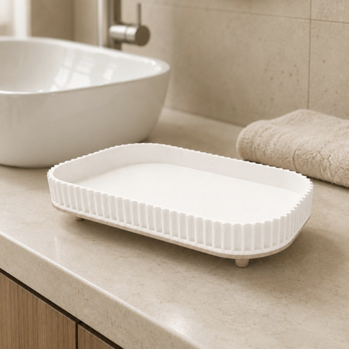 Minimalistický žebrovaný koupelnový tác – moderní