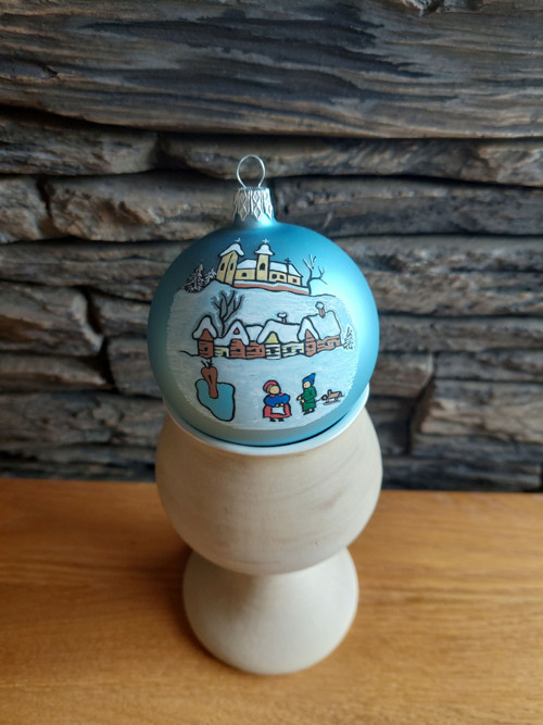 Malovaná skleněná koule - Zima