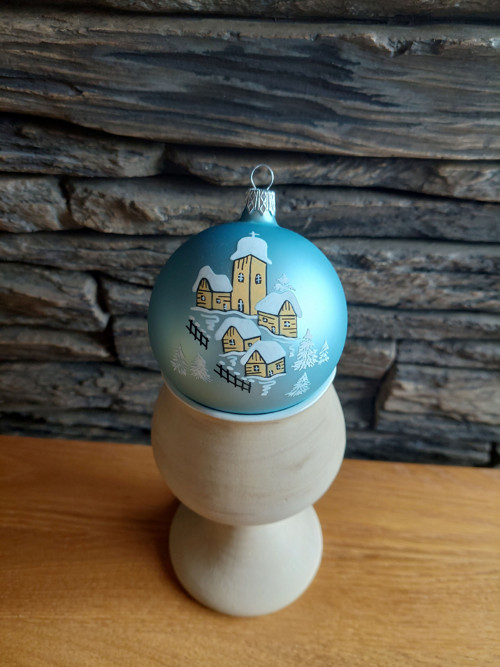 Malovaná skleněná koule sv. modrá - Kostel