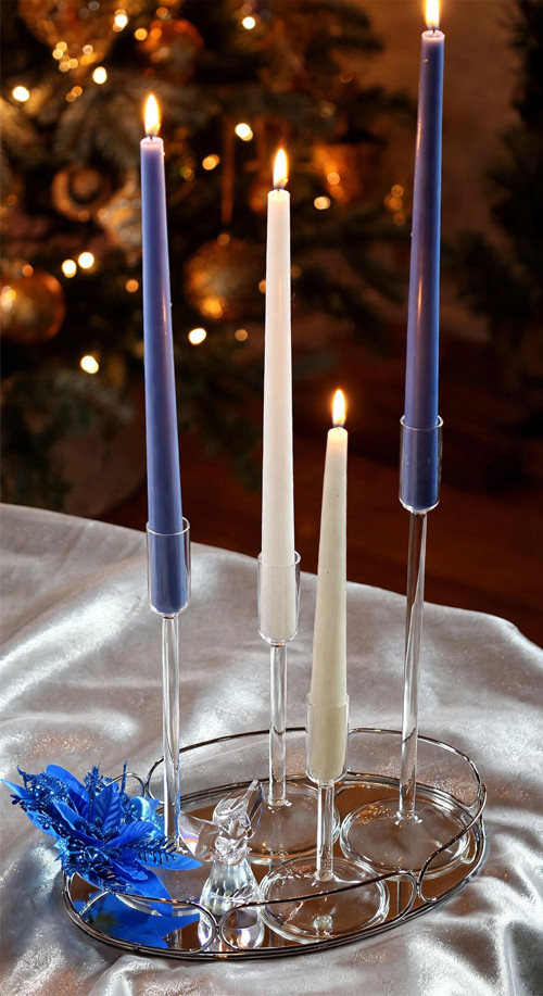 Stříbrný adventní svícen