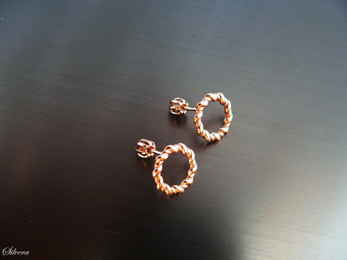 Stříbrné 925 naušnice Roues Rope růžové zlacení