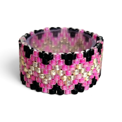 Fuchsia Mosaic ring | Peyote | TOHO Beads