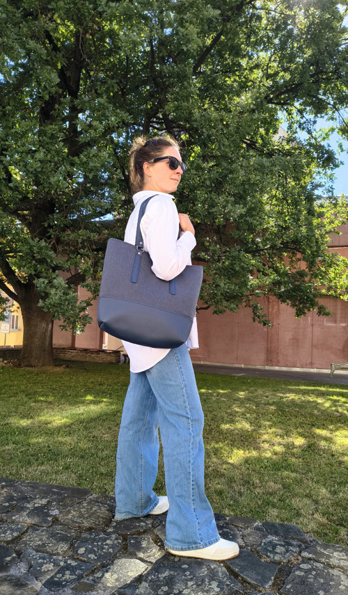 Emma shopper bag navy modrá