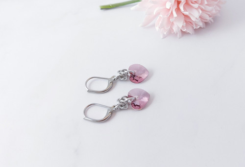 Náušničky Swarovski srdíčka světlevínová