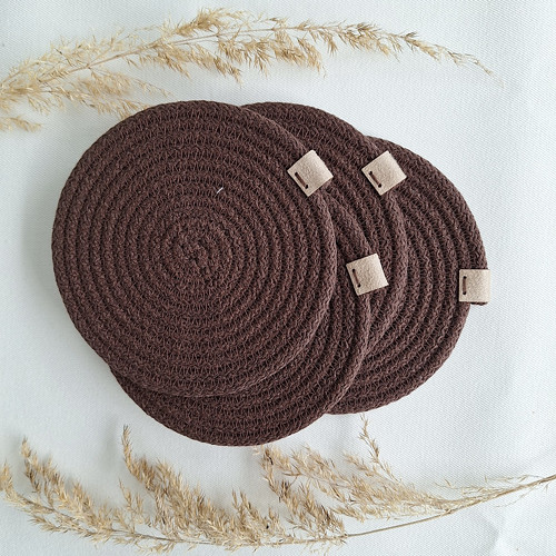 Bavlněné podtácky kulaté barva CHOCOLATE sada 4ks