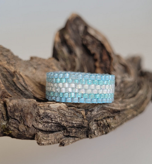 Ocean Mosaic ring | Peyote | TOHO Beads TOHO
