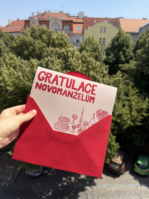 Svatební přání béžové s obálkou