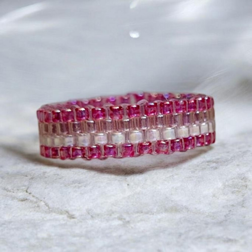 Pink Harmony Slim | Peyote | prsten z TOHO