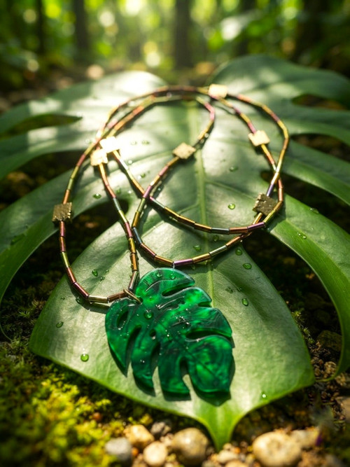 Monstera jungle - dámský náhrdelník — foto 1