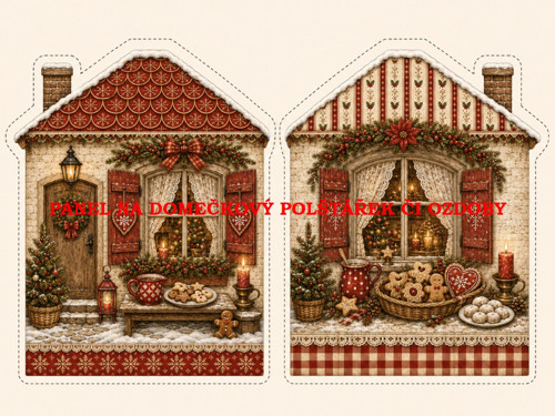 Panel na VÁNOČNÍ DOMEČKOVÝ POLŠTÁŘEK 7x10 cm