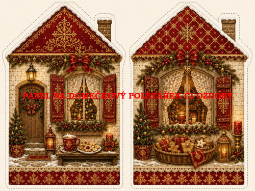 Panel na VÁNOČNÍ DOMEČKOVÝ POLŠTÁŘEK 7x10 cm