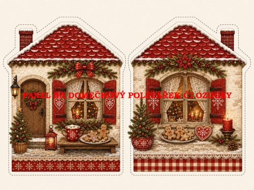 Panel na VÁNOČNÍ DOMEČKOVÝ POLŠTÁŘEK 7x10 cm