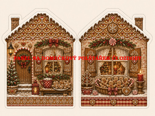 Panel na VÁNOČNÍ DOMEČKOVÝ POLŠTÁŘEK 7x10 cm