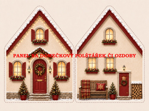 Panel na VÁNOČNÍ DOMEČKOVÝ POLŠTÁŘEK 7x10 cm