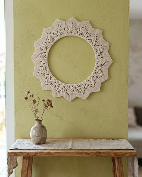 Mandala macramé smetanová závěsná dekorace