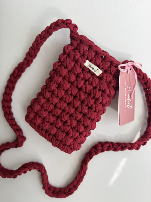 Crossbody kabelka na mobil - bordó