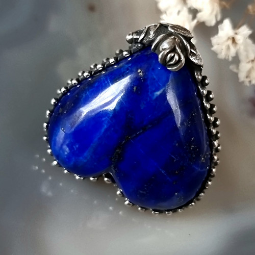 Prsten -Modré srdce lapis lazuli, stříbro 925/1000