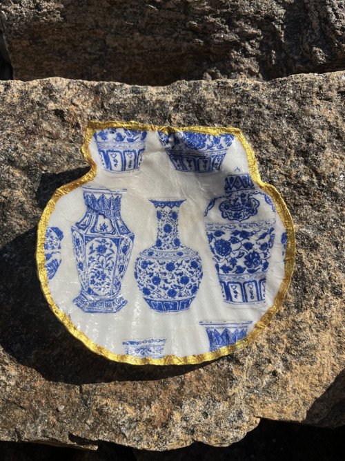 Šperkovnice z mušle – Modrobílý porcelán