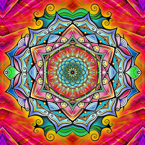 Panel z kočárkoviny 20x20 cm: Mandala barevná
