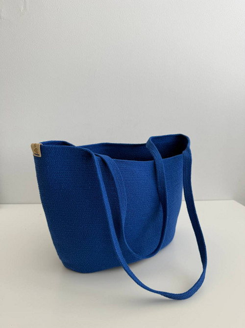 Modrá shopper taška ze šňůry