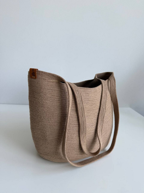 Karamelová shopper taška ze šňůry