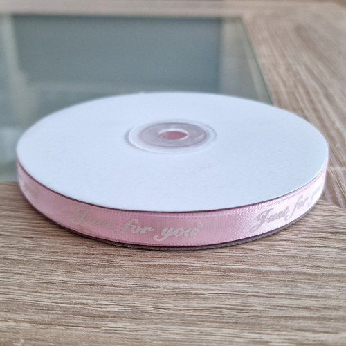50m Saténová STUHA s angl. textem š. 10mm (růžová)