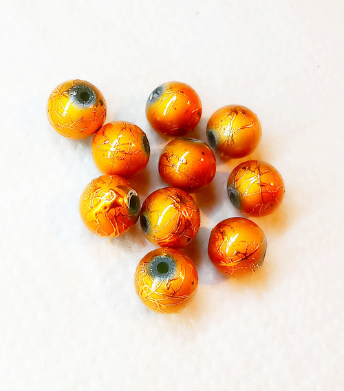 Metalizované perle oranžové, 10mm (10ks)