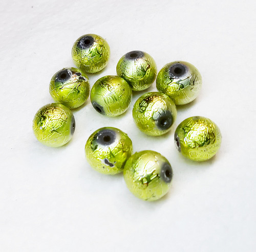 Metalizované perle sv.zelené, 10mm (10ks)