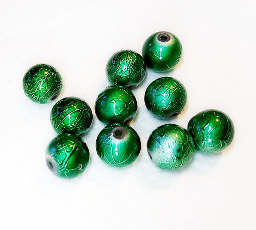 Metalizované perle smaragdové, 10mm (10ks)