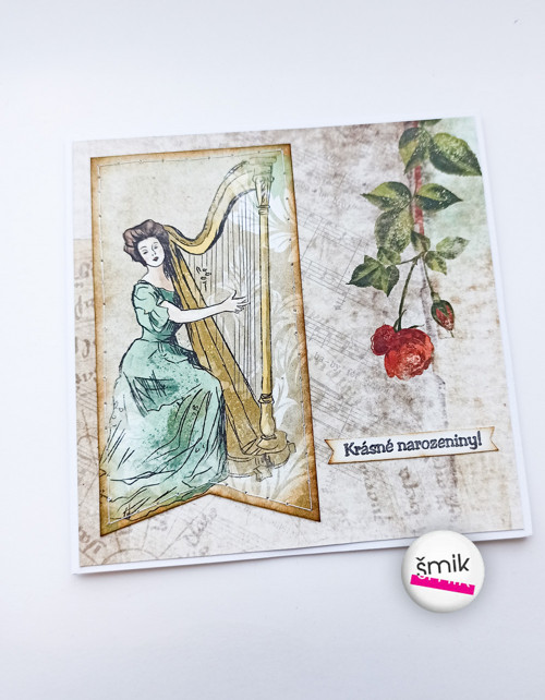 Přání s harfenistkou k narozeninám BloomingLullaby