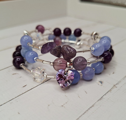 Aqua Amethyst Heart – minerální náramek