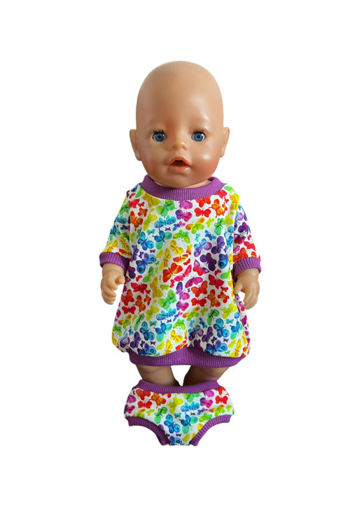 Balonové šaty pre Baby Born 43 cm - motýle