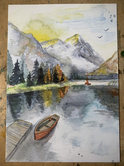 Jezero v horách A4