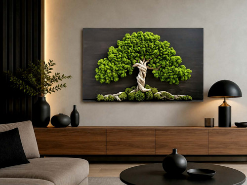Mechový obraz, strom 60x100cm