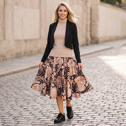 Kolová sukně AMELIA - Bronzový závoj