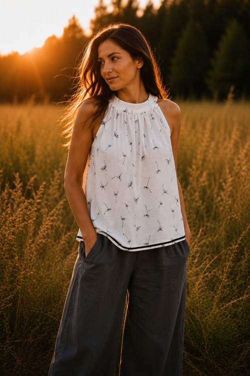 Mušelínová halenka " Boho" zavazování na zádech