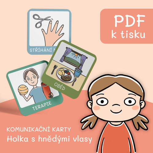 PDF Komunikační karty pro děti, Holka hnědé vlasy