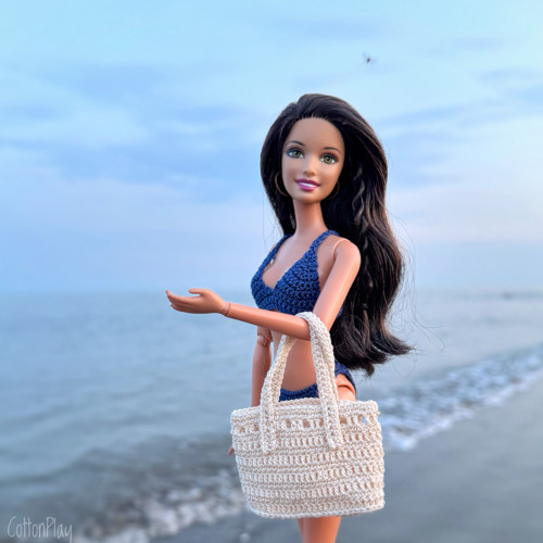 Malá plážová taška pro Barbie - přírodní